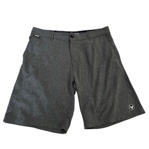 HSD Kirra Australia Swimming Shorts Gray 34‎ Heathered Flat Front Slash Pocket